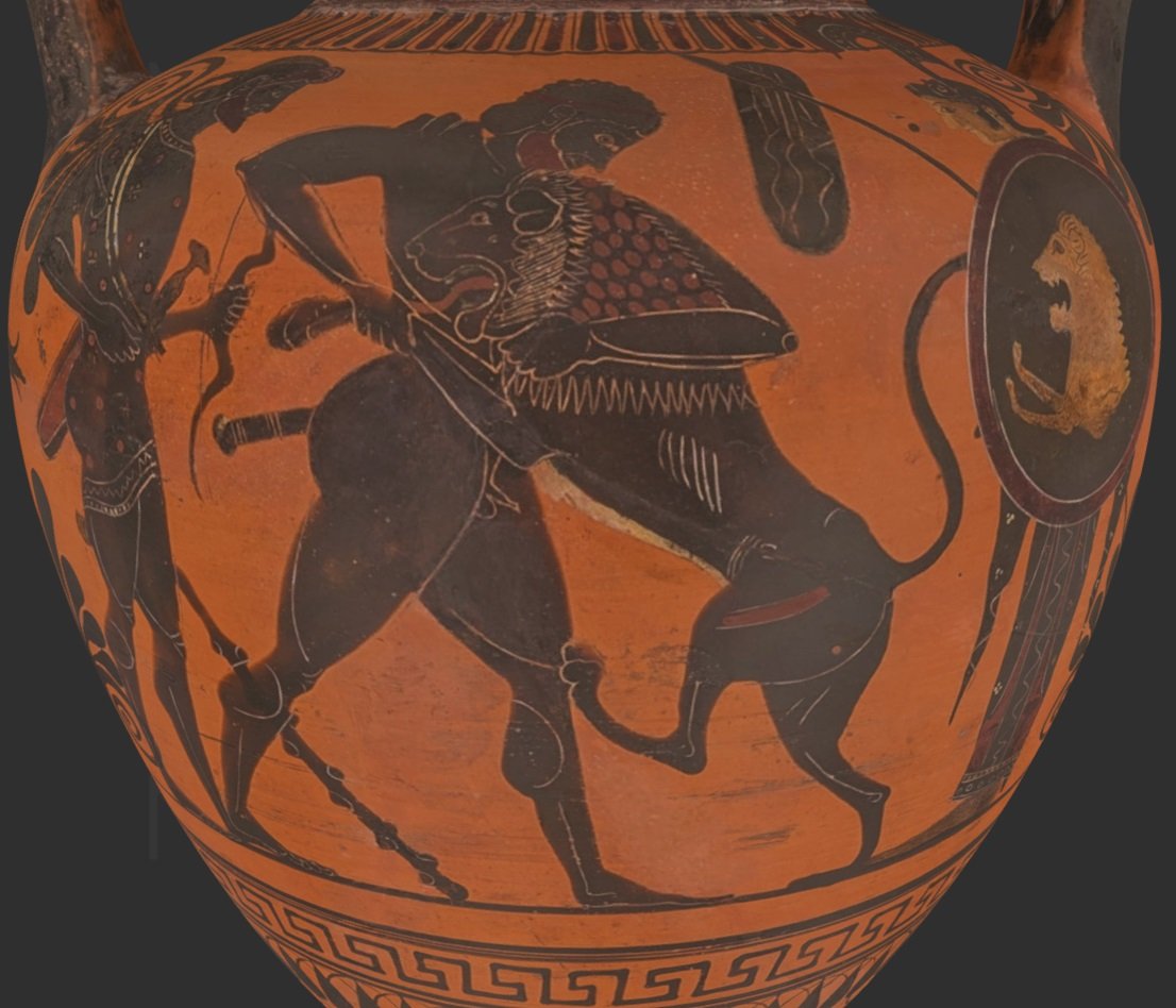 Ánfora - Heracles y el león de Nemea