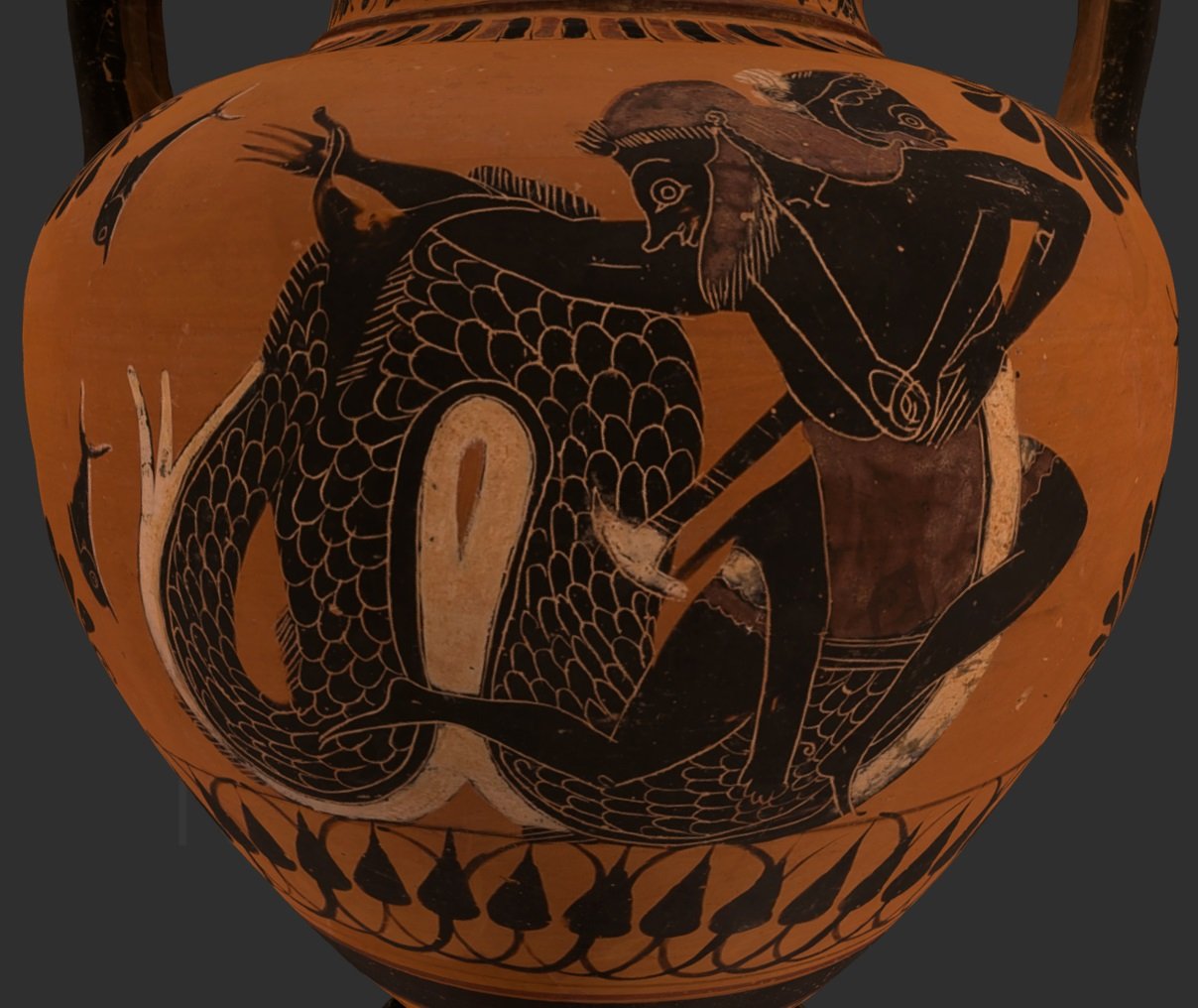 Ánfora - Heracles y Tritón